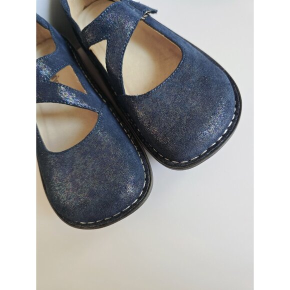Alegria Dayna Navy Blue Sparkle Glitter Leather Mary Jane Y2K 90s Shoes 38 8 8.5 - Picture 7 of 12